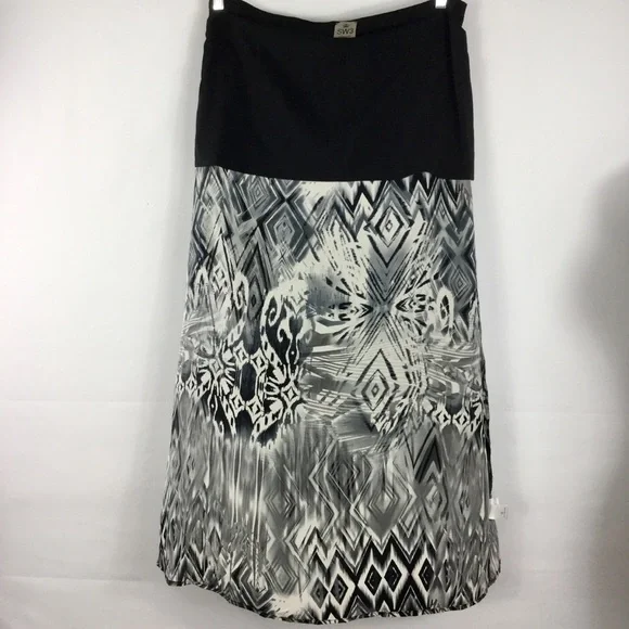 SW3 Bespoke Women's Skirt Silk A Line Maxi
Length Drawstring Waist Front Slits M - Picture 14 of 15